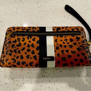 Fossil zipper wallet leopard